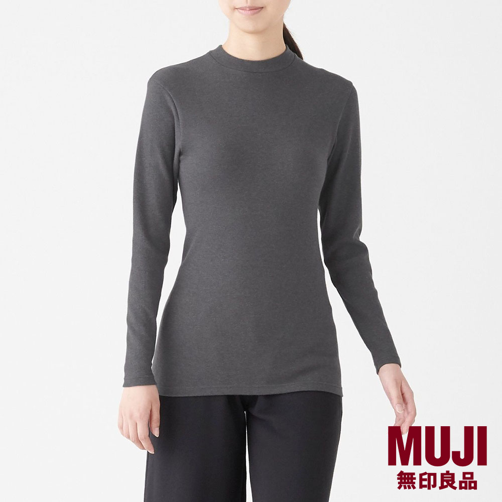 MUJI Ladies Cotton Wool Smooth High Neck Long Sleeve T-Shirts