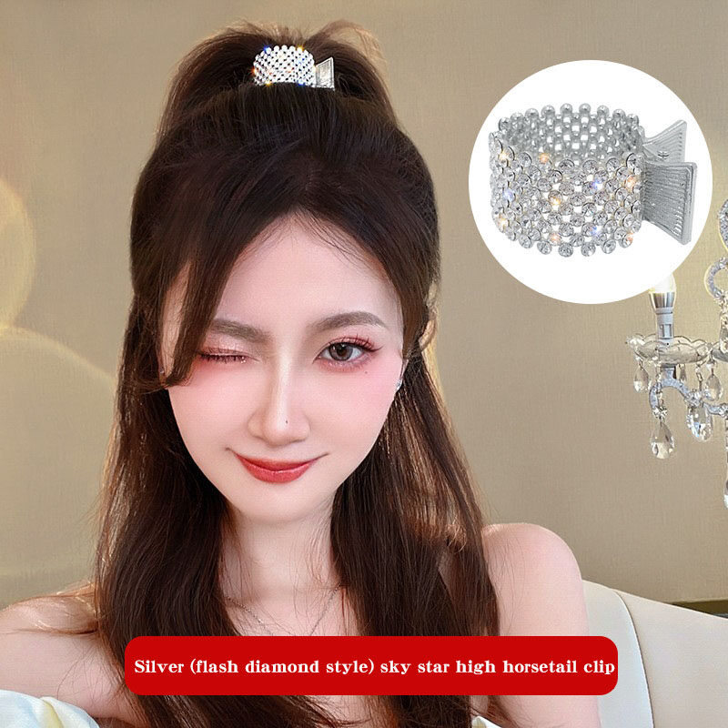 Simple Gold Silver Color Zircon Hairpins for Women Rhinestones High Ponytail Hairstyle Hold Hair Clips Korean Style Elegant Female Hair Accessories