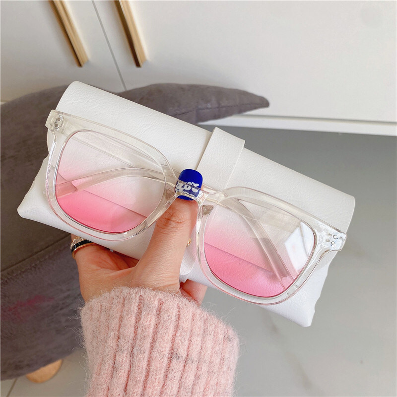Blush Glasses Fashion Women's Sunglasses Gradient Pink Ins Same Style Black Transparent Frame Trend Eyeglasses PTQ