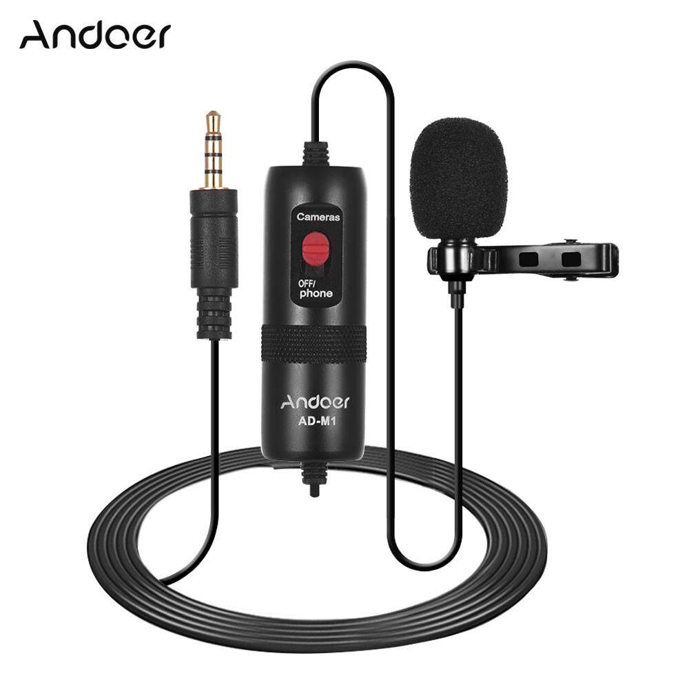 Andoer AD-M1 Omni-directional Condenser Microphone Lavalier Microphone with Foam Windscreen for i-Phone Hua-wei Xiao-mi Smartphone for DSLR Camera Camcorder Audio Recorder