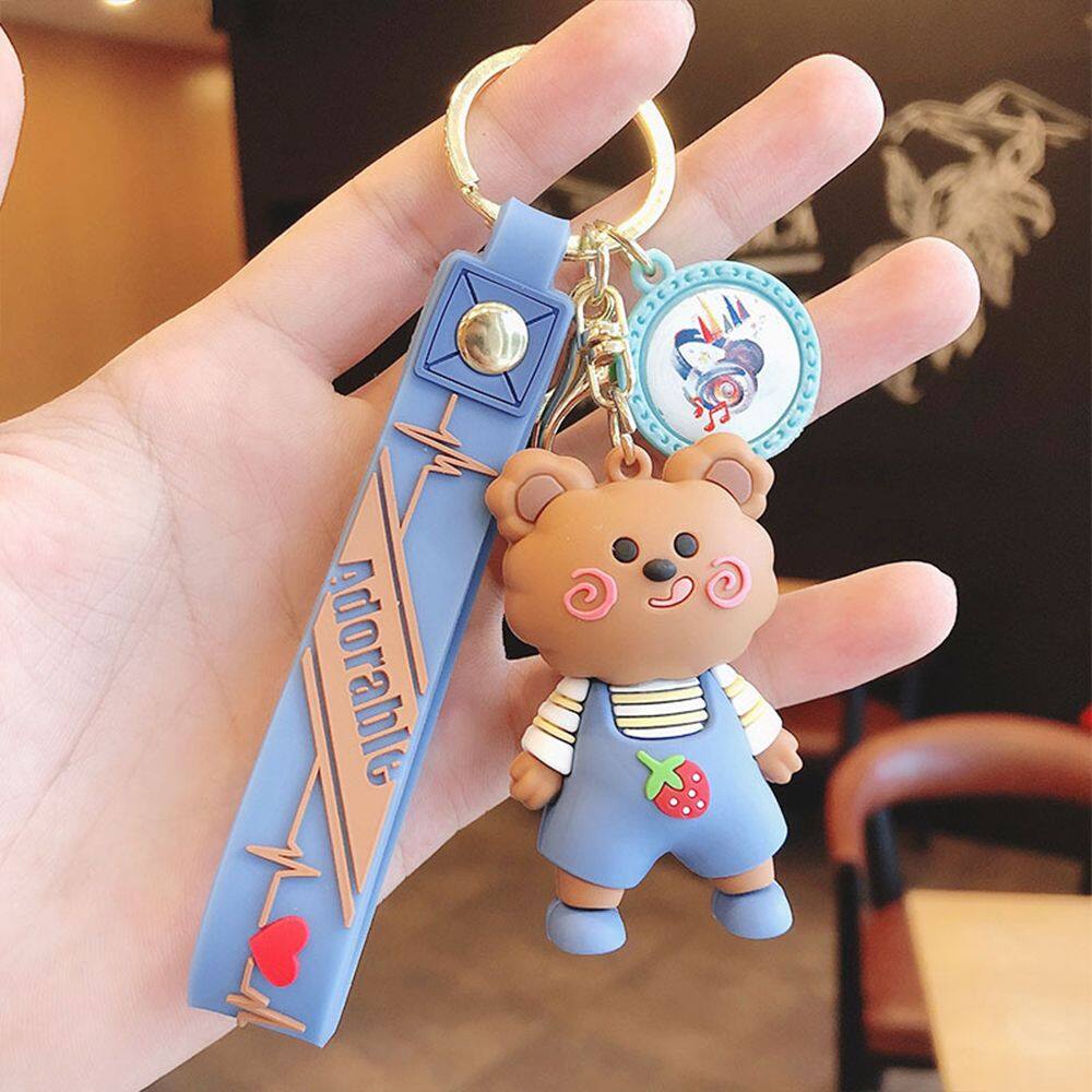 CHIHIRO Cute Exquisite Couple Gift Bear Bunny Car Key charms Doll Key Holder Bag Ornaments Blush Animal Keychain Backpack Pendant Wristlet Keychain