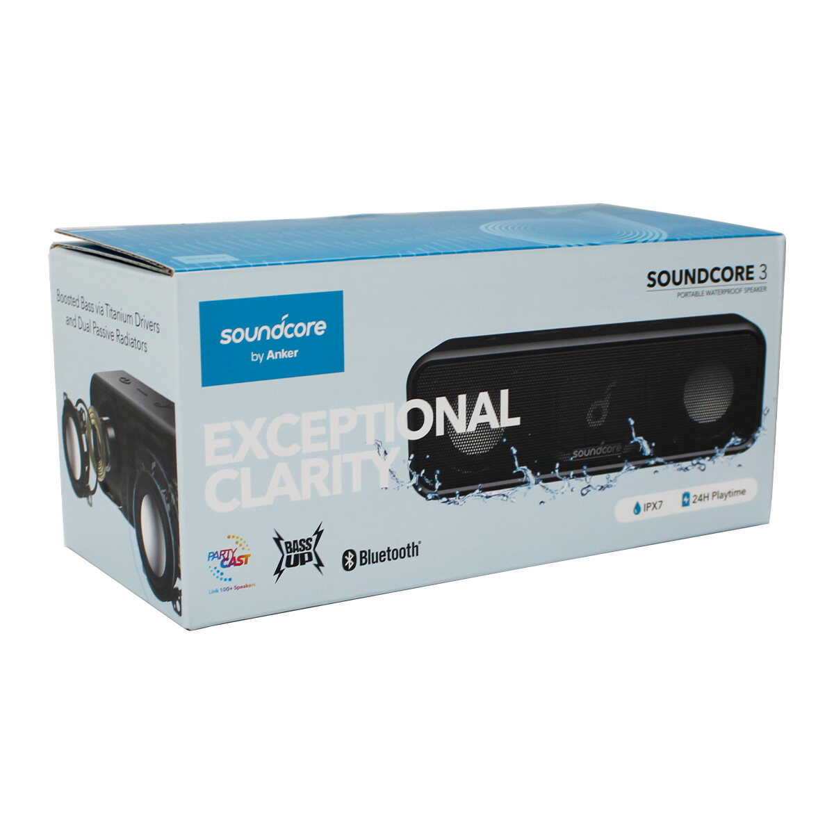 Anker Soundcore 3 - Bluetooth Speaker with Stereo Sound Pure Titanium Diaphragm Drivers