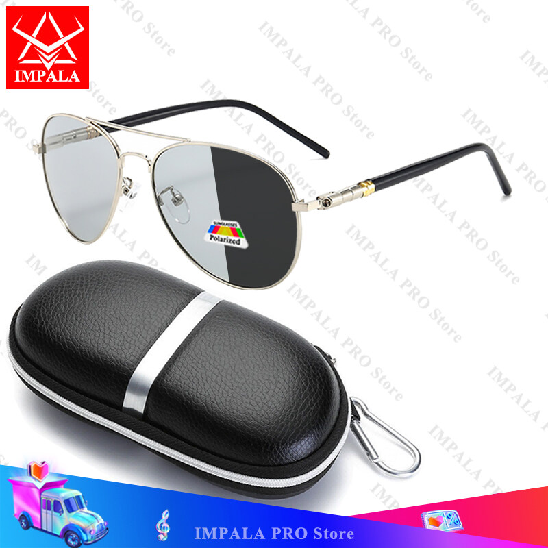 IMPALA PG1836L Retro Polarized Sunglasses for Men Driving Fishing Anti Glare Sun Glasses Metal Frame Aviator Style Outdoor Sports Men' Sunglasses