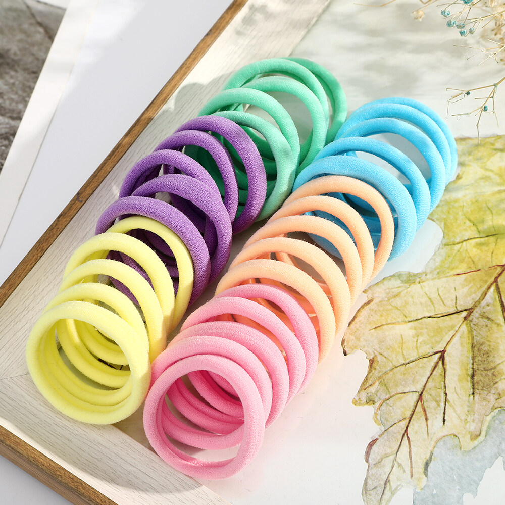 50Pcs Korean Fashion Hair Tie Solid Color Big Rubber Band Ponytail Elastic Hair Rope Hair Accessories