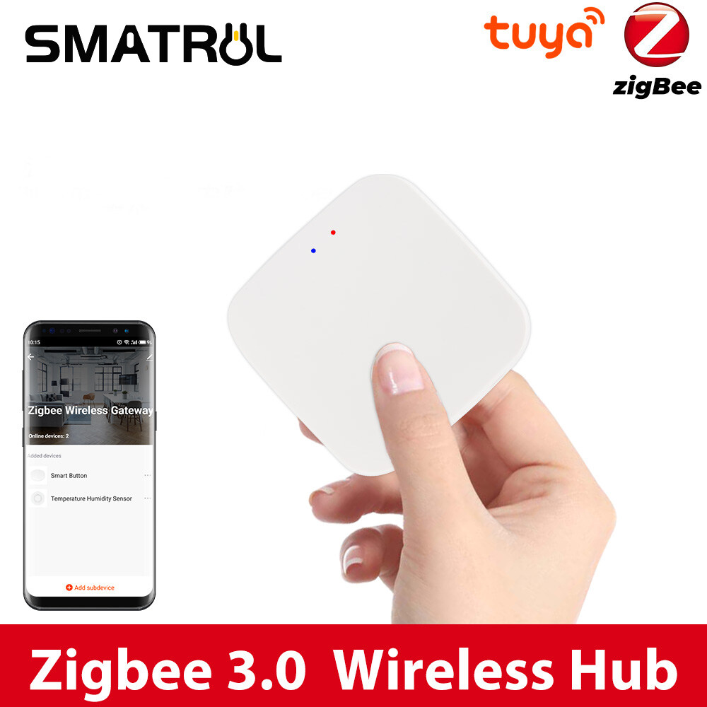 SMATRUL Tuya Gateway Smart Hub Bridge ZigBee 3.0 Mini Voice Control work For Alexa/Google Home