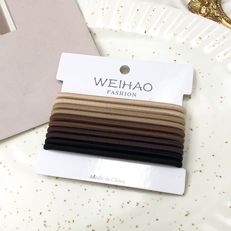 10Pcs/Set Rubber Band Korean Style Simple Color High Elastic Hair Rope Hair Accessories