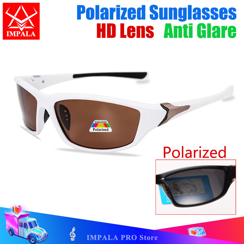 IMPALA PG1602W Fashion Polarized Sunglasses for Men and Women Anti Glare Sports Eyewear Korean Style Anti Sunshine UV400 HD Lens Night Vision Sun Glasses for Fisihing Driving Cycling