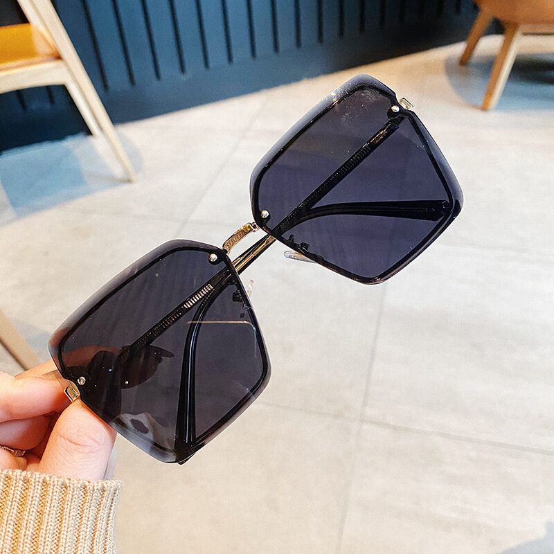 cabecade Sunglasses women borderless square big face thin fashion gradient sunglasses female Korean version personality glasses
