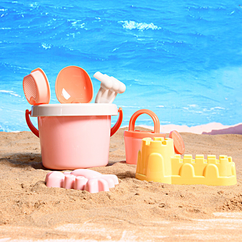 Moulty Kids Beach Toys Toddlers Sand Toys Set 8Pcs with Mesh Bag Including Bucket, Shovels, Rake, Sifter and Molds, Summer Outdoor Beach Sand Toys for Boys, Girls,Toddlers and Kids