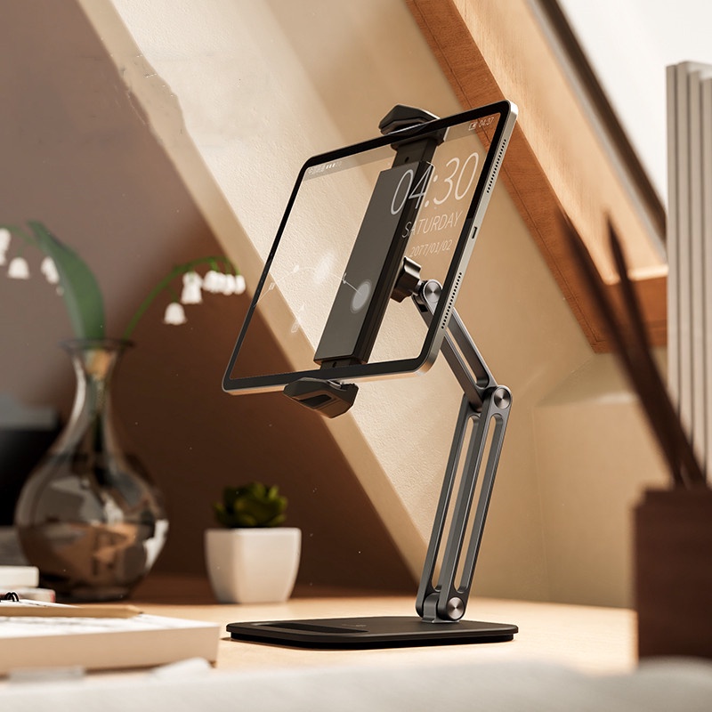 Tablet Stand Phone Adjustable Holder, Aluminium Foldable Tablet Stand 360° Office Home Desk Organizer compatible with iPAD Tablet Kindle iPhone Android Phones. | SG LOCAL STOCK
