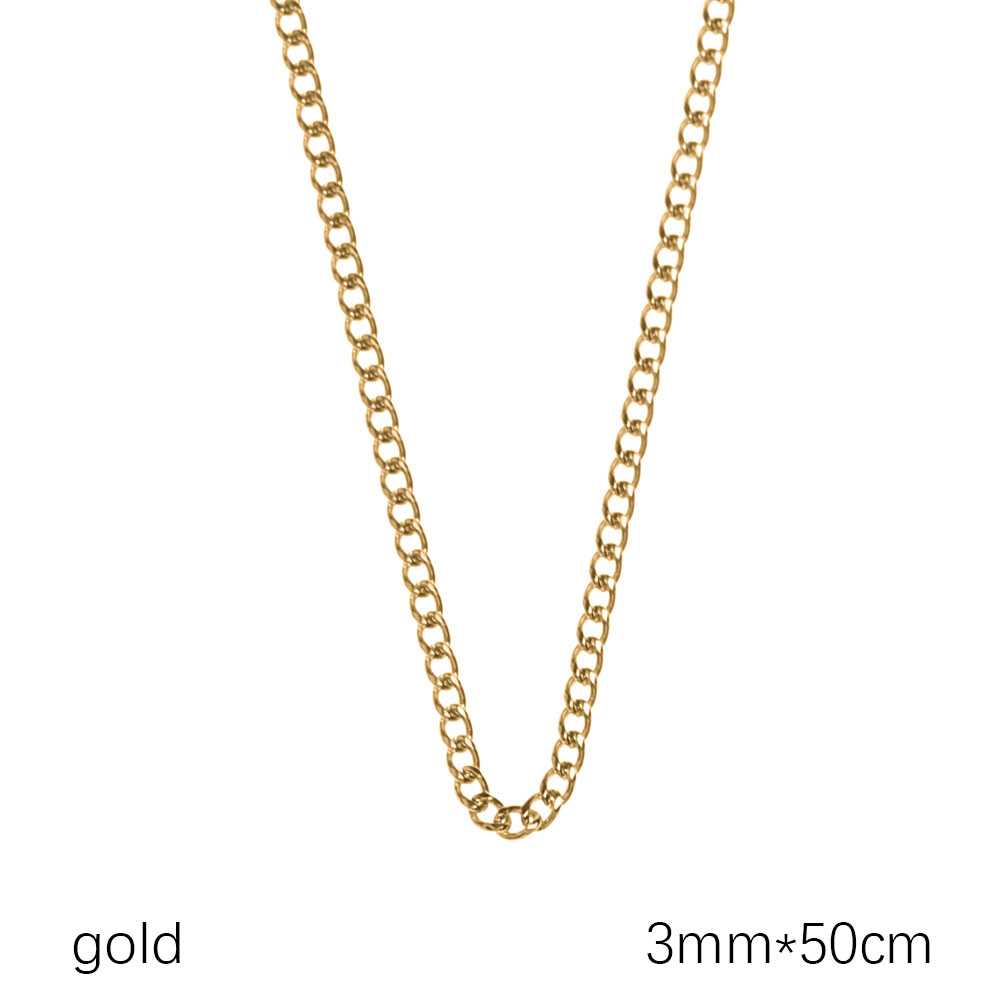 QIANHUAHOU 3/4/5/7/9/MM Fashion Gold Silver Cool Punk Gothic Metal Collar Cuban Chain Stainless Steel Necklace Heavy Link