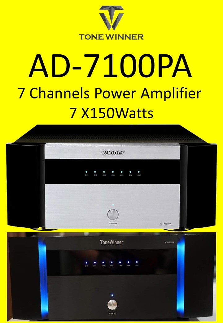 TONE WINNER AD-7100pa 7 Channels Power Amplifier 7 X150Watts