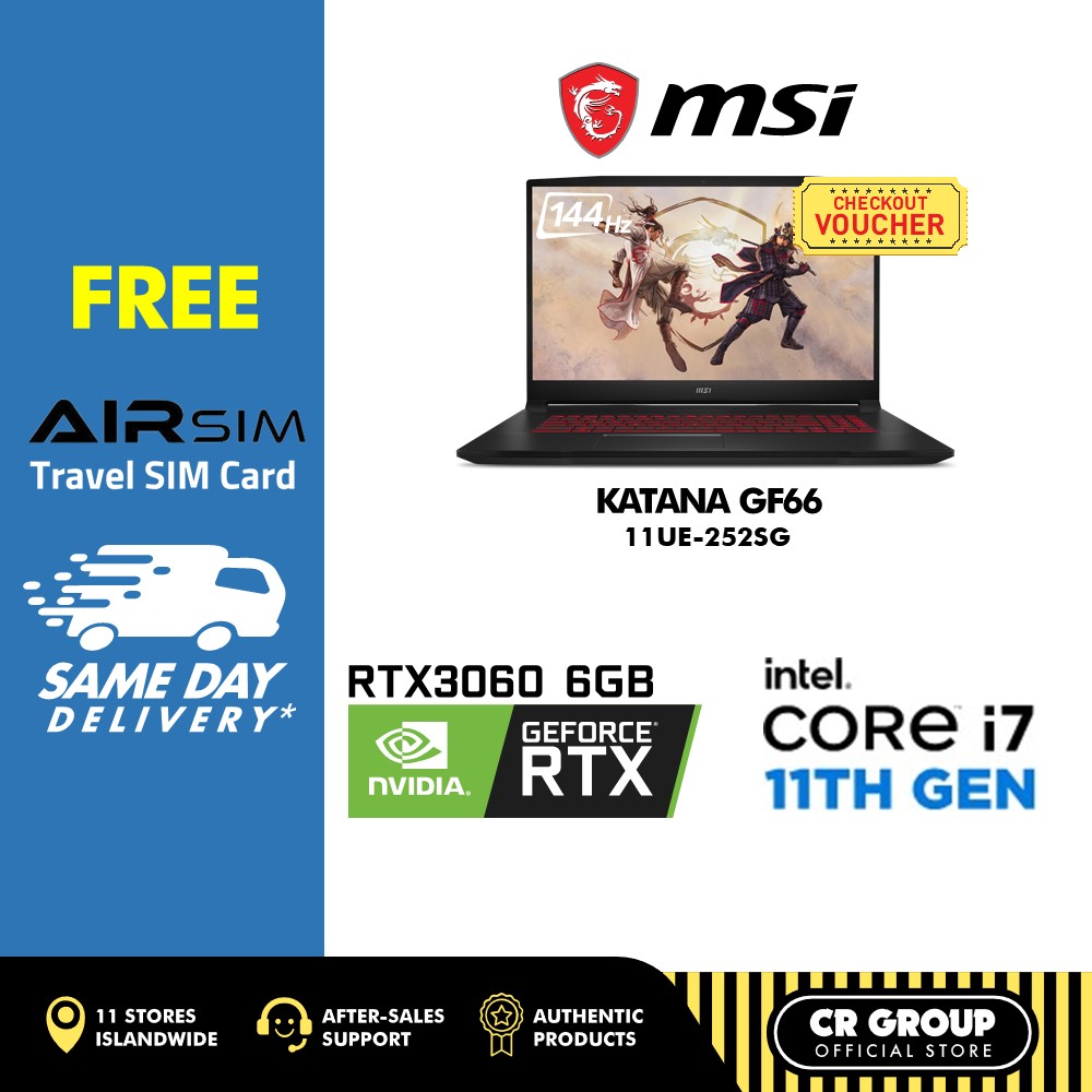 MSI GF66 Gaming Laptop - Intel Core i7-11800H - 144Hz 15.6 Inch FHD - RTX3070 (2 Yr)