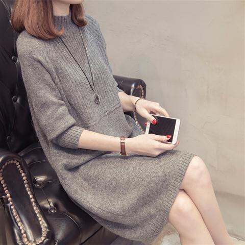 Half-high Collar Sweater Mid-Length Bottoming Shirt Autumn and Winter Clothing New Loose Korean Style Solid Color Super Popular Pullover Women's Sweater