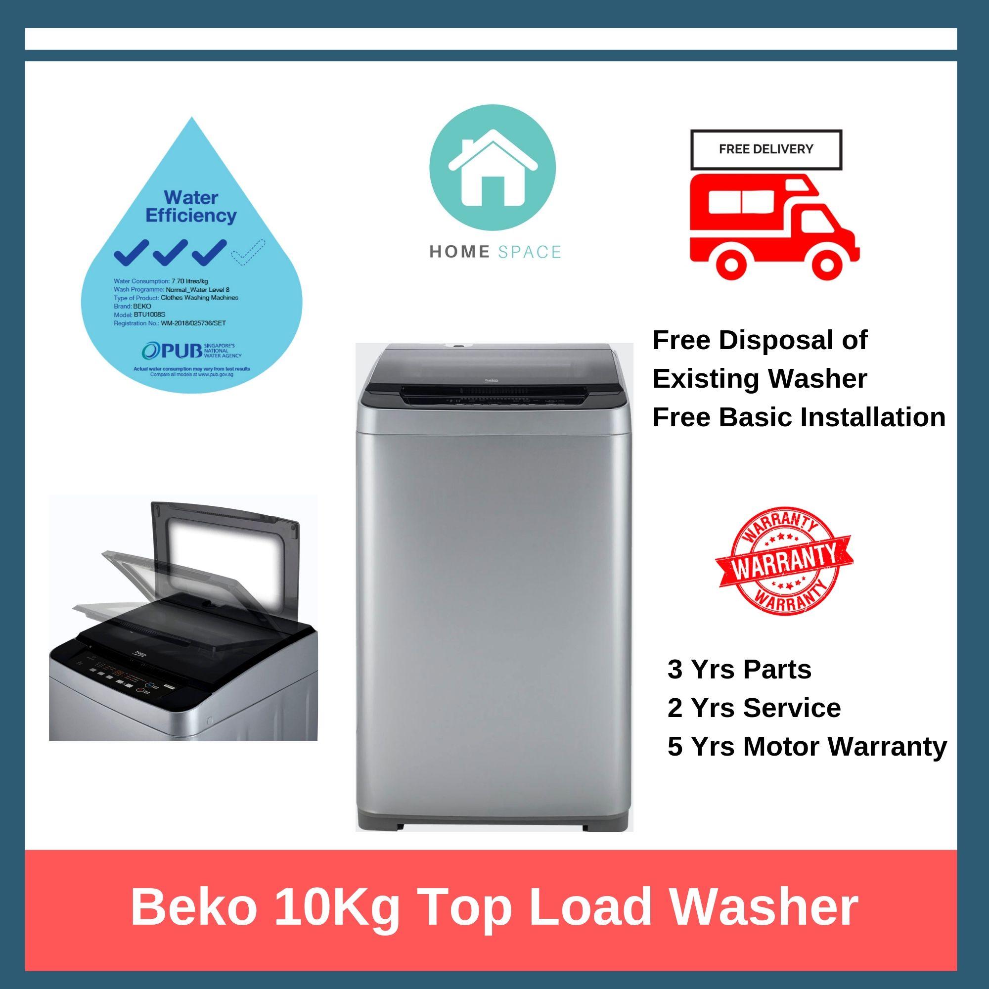 Beko 10Kg Top Load Washer (BTU1008S) - 3 ✓ ✓ ✓ + FOC Delivery, Basic Installation