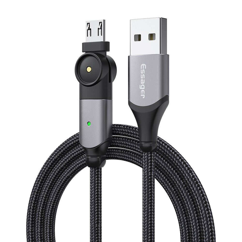 Essager 1.2m/2m 180 Degree Rotate Micro USB Cable for Samsung Xiaomi Oppo Vivo Microusb Fast Charging Android Mobile Phone Data Wire