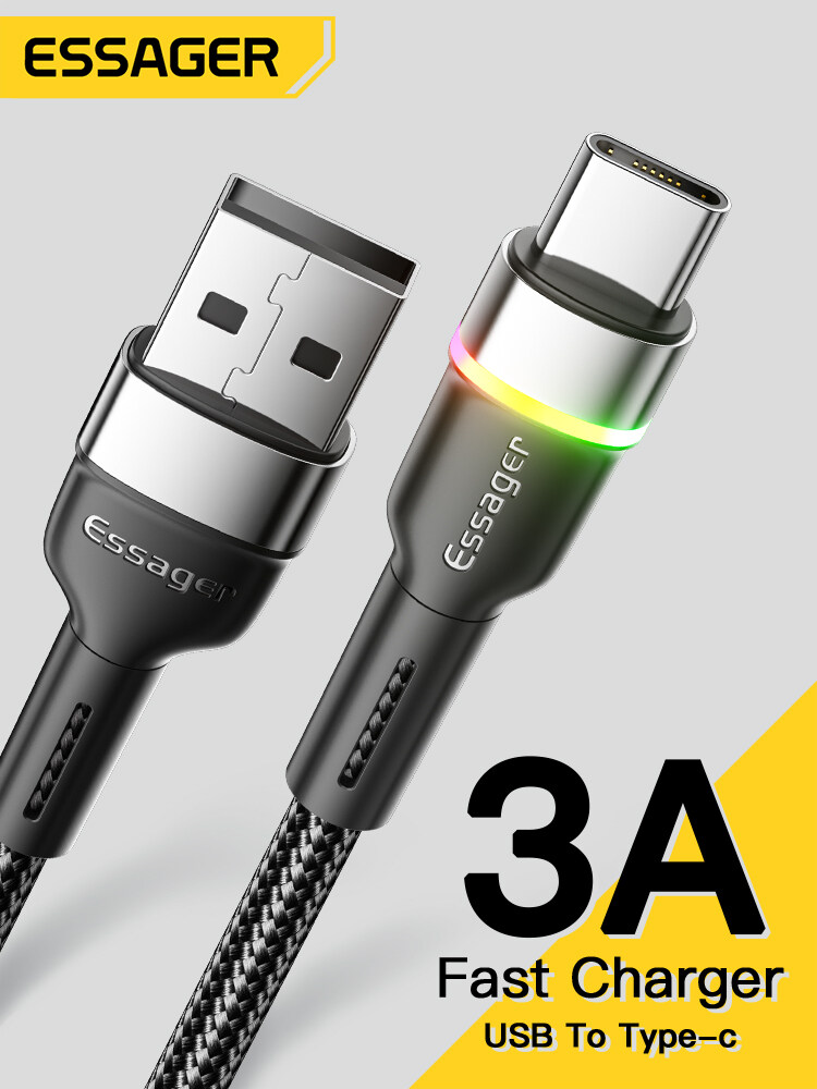 Essager USB Type C Cable 3A Fast Charger For Xiaomi Huawei Redmi Mate Samsung USBC Cables C Mobile Phone Charging Data Wire Cord