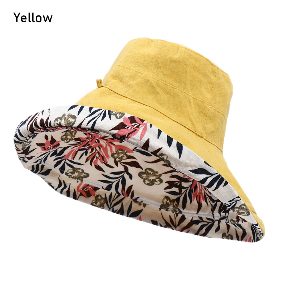 1pc Wide Brim Anti-UV Bucket Hat Foldable Portable Women Beach Sun Hat Big Visors With Windproof Rope Summer Fisherman Cap