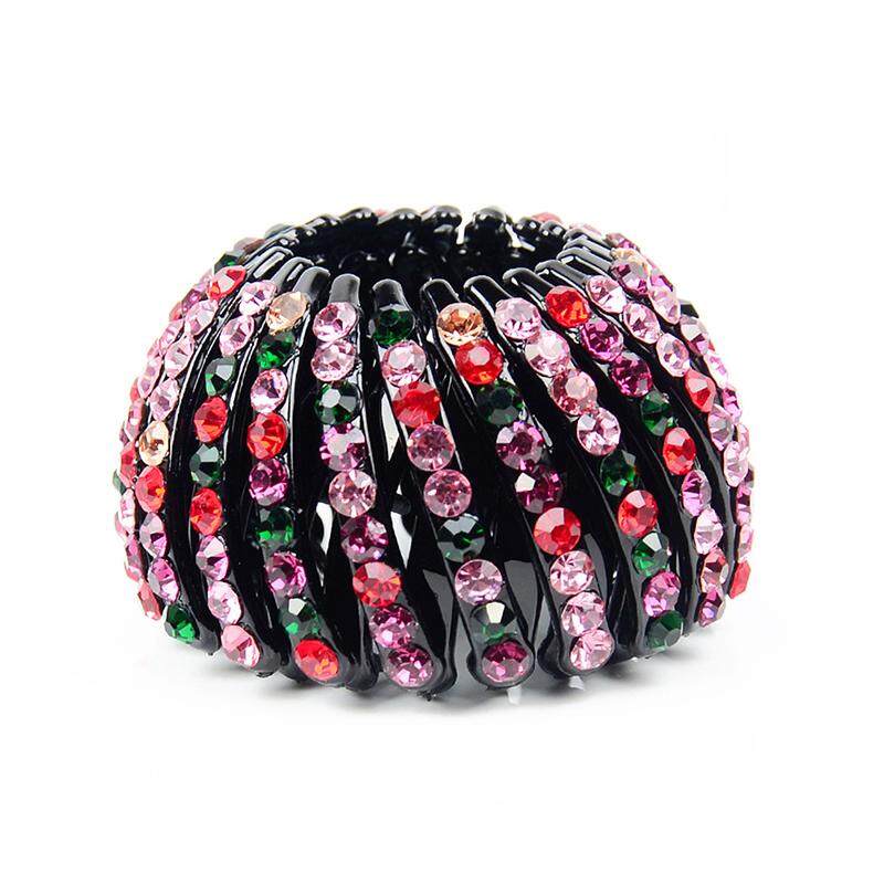 Rhinestone Colorful Bud Hair Claw Maker Bun Crystal Bird Nest Hairgrip Hairpins Girls Women Hair Clips