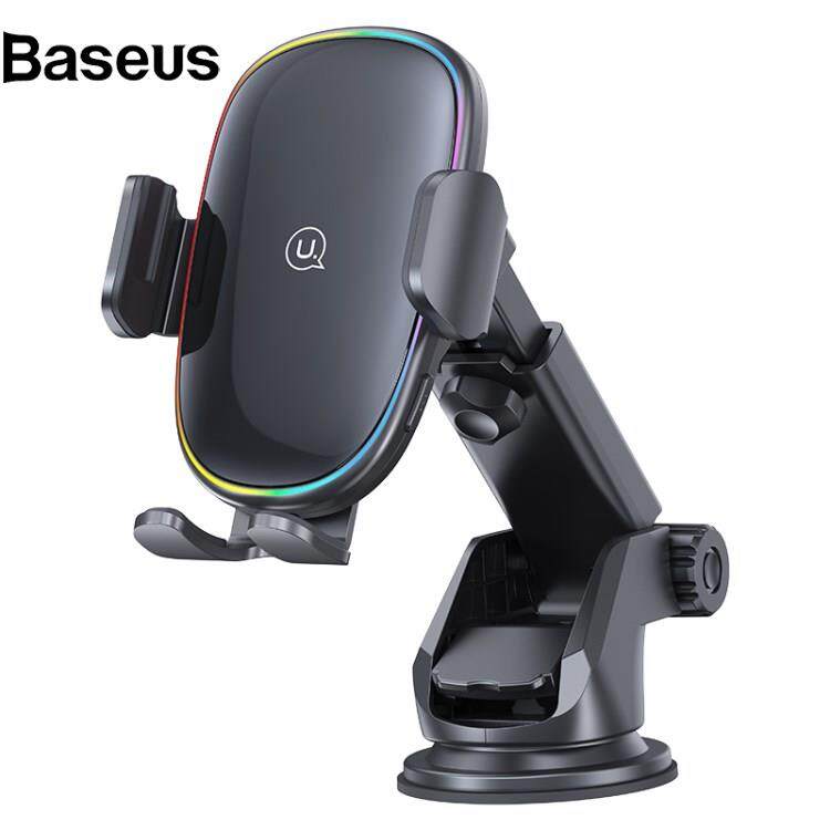 Baseus USAMS US-CD187 15W Wireless Charging Car Holder with Colorful Light Air Vent Center Console Wireless Charger Cellphone Bracket