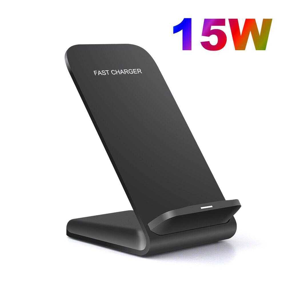 Universal 15W Qi Fast Charging Wireless Charger Cell Phone Holder Dock Stand iPhone Android