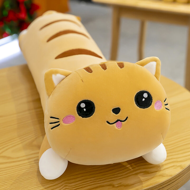 Lying Cat Doll Pillow Girl Sleeping Plush Toy Doll Soft Hug Sleeping Long Pillow Leg Clip Big Doll
