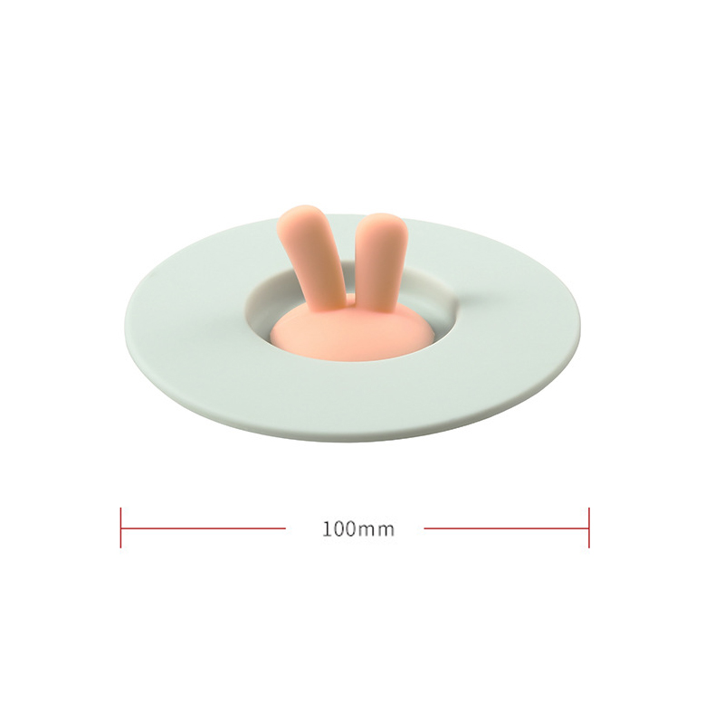 Mododo Silicone Cup Lid Heat Resistant Sealed Cover Bunny Ear Shape Leak-proof Reusable for Kids