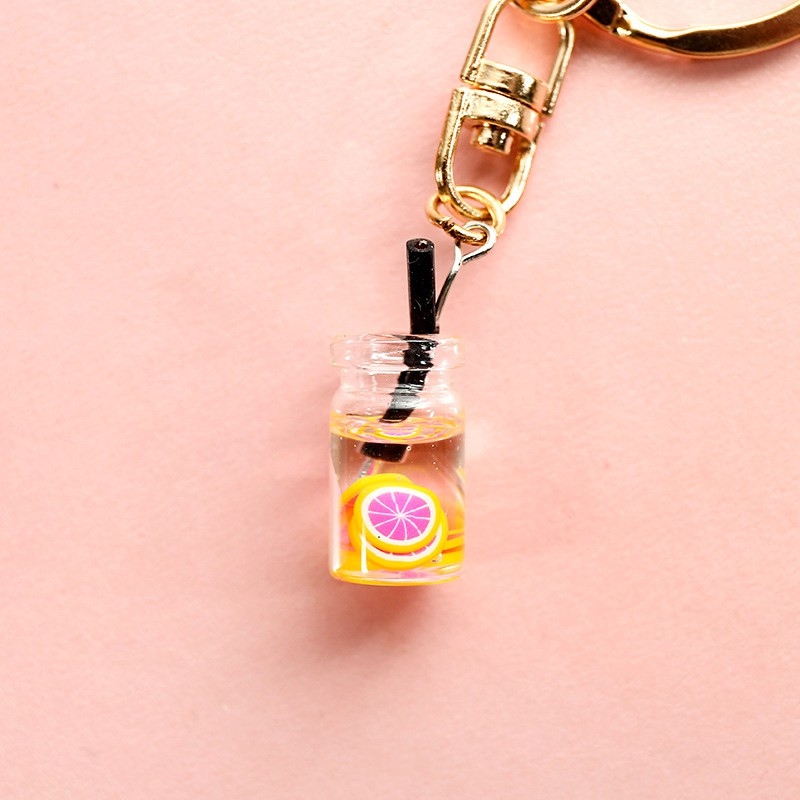 ✐▨┇ small fresh bag pendant student female cute girl heart creative tea mini circle key chain