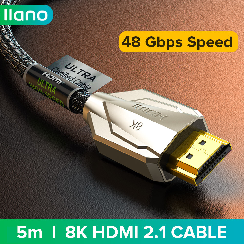 【HDMI 8K Certified】llano HDMI 2.1 Certified Cable 8K/60Hz 4K/120Hz 2K144Hz Ultra High-Speed 48Gbps Cable 3D HDR Cable for PC Laptop HDTV PS5 PS4 Splitter Switch Audio Video