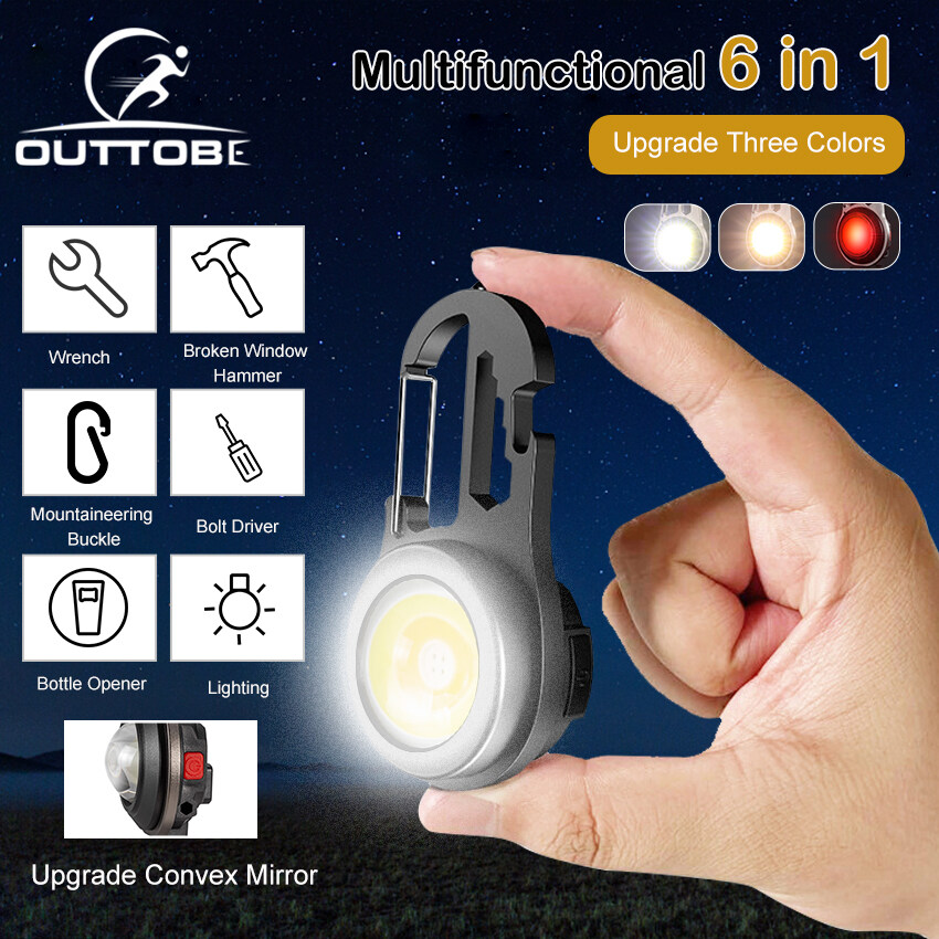 Outtobe 500 Lumens Mini Flashlight Keychains 30 cob led work light rechargeable Portable Small Pocket Work Lights Corkscrew