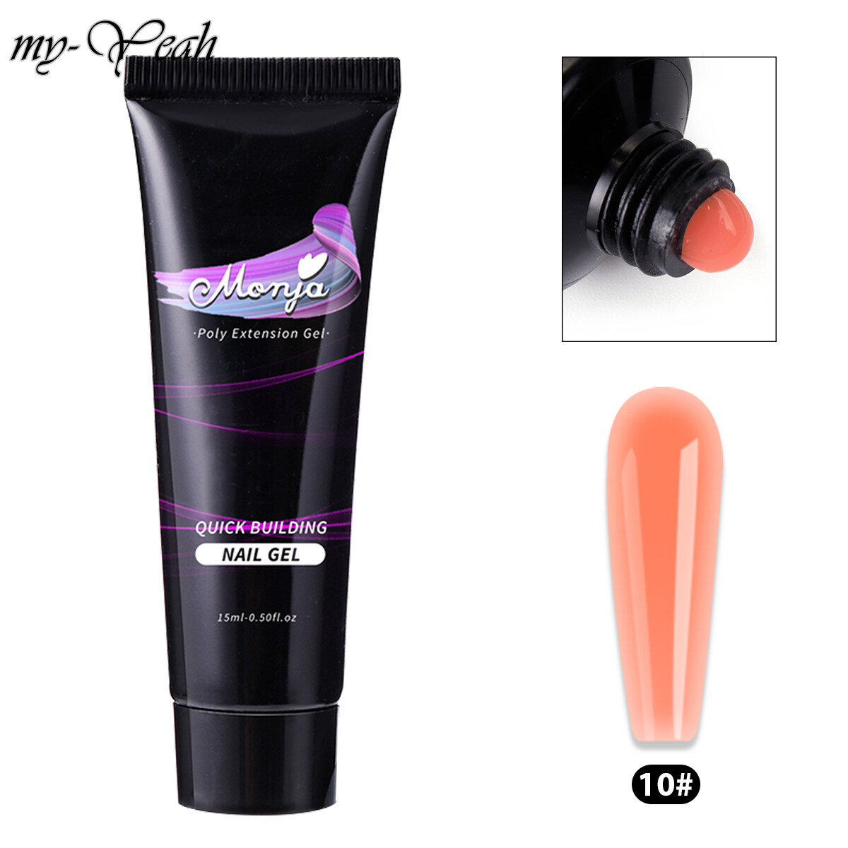myyeah 10Colors 15ML Nail Art Poly Gel Nail Extension Quick Building Acrylic Nail Art Gel DIY Coating Painting Manicure Tool