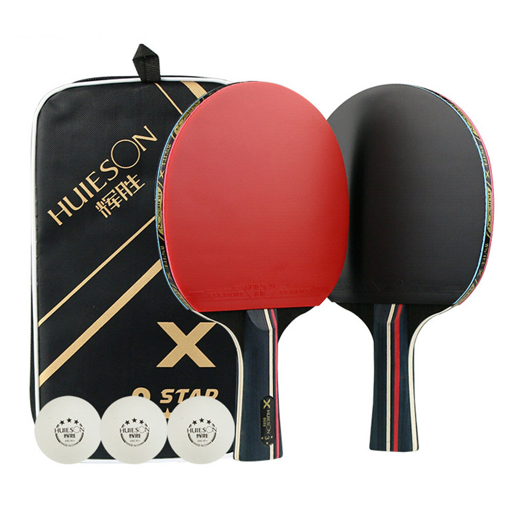 Table Tennis Paddle Rubber Ping Pong Racket 2-Player Set with 1Pair of Rackets 3 Balls