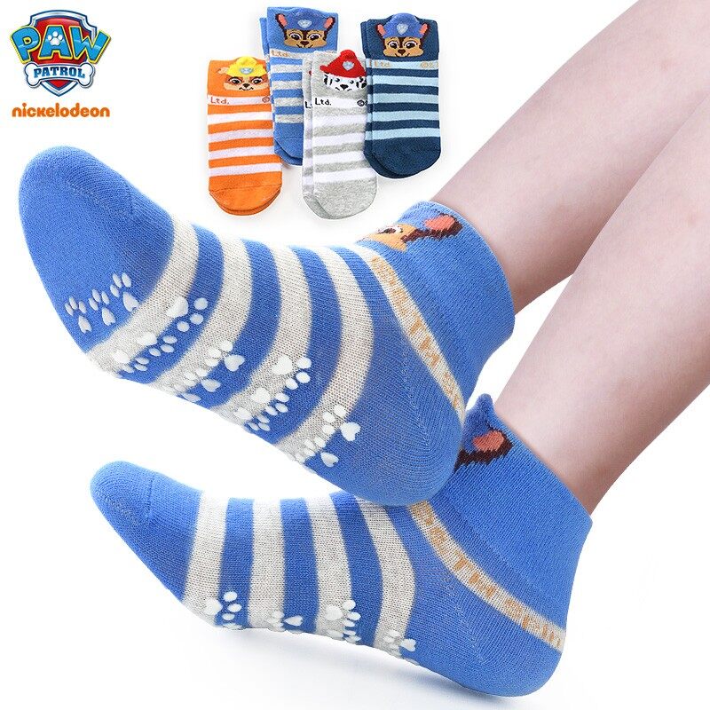 Paw Patrol Kids Socks Boys Boat Socks Baby Toddler Early Education Indoor Shoes and Socks Antiskid Bottom Shallow Mouth Floor Socks for Children