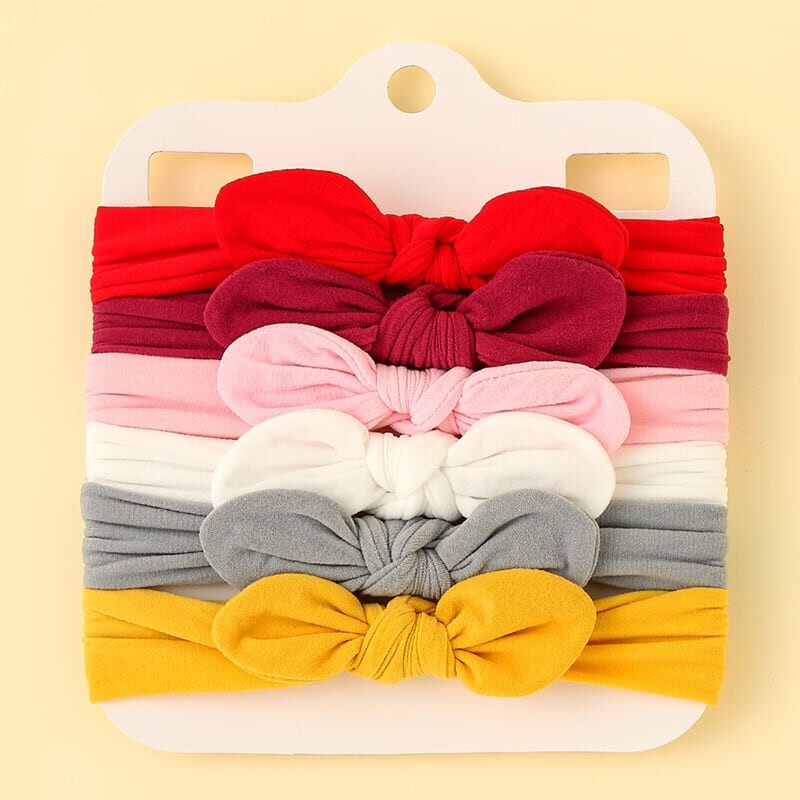 6Pcs/Set Baby Hair Bands Bow Knot Rabbit Ear Headband For Newborn Soft Elastic Girl Kids Headwear Hair Accessories