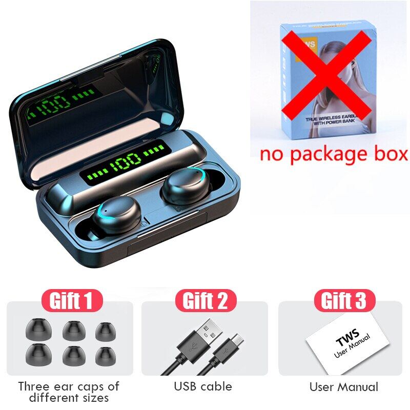 F9 Bluetooth Earphones TWS Fingerprint Touch for All Phones wireless Bluetooth Headset with Mic HiFI Stereo In-ear Earbuds Sport