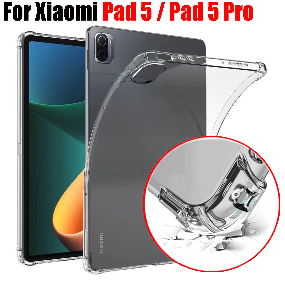 Shockproof Tablet Case For Xiaomi Mi Pad 5 Pad5 Pro Pad 5Pro 5G 11.0" 2021 Transparent Silicone 4-Corners Thickened Protective Soft TPU Back Cover