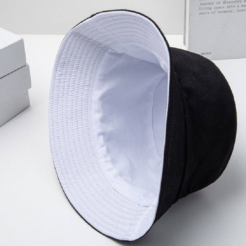 SHUFU1002 Ready Stock unisex korean double-sided bucket hat for women casual plain denim cap for men