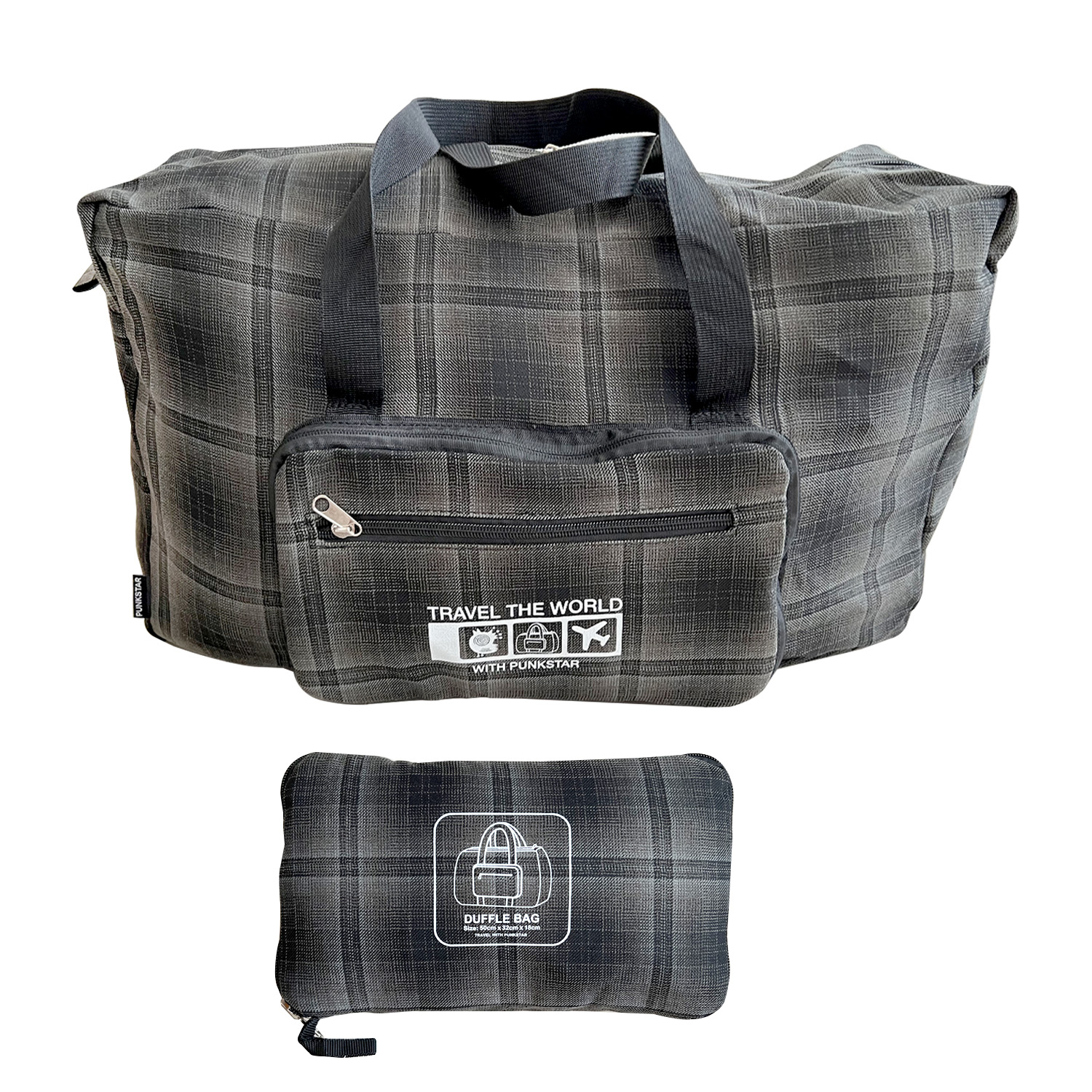 PUNKSTAR Water Proof Foldable Travel Duffel Bag Tote Carry on Luggage Sport Duffle Weekender Overnight for Women and Girls