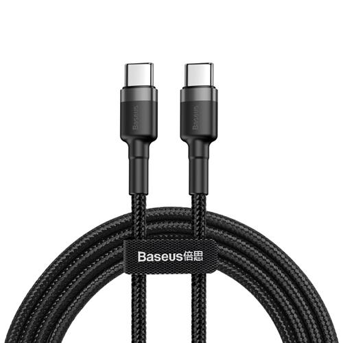 BASEUS Cafule 2M Type C to Type C USB C Super Fast Charge  Nylon Braided Cable Support PD 60W QC3.0 3A Quick Charge Compatible with iP 11 Pro Max Samsung S22 S21 S20 plus ultra Note 10 S10 Plus S10e S