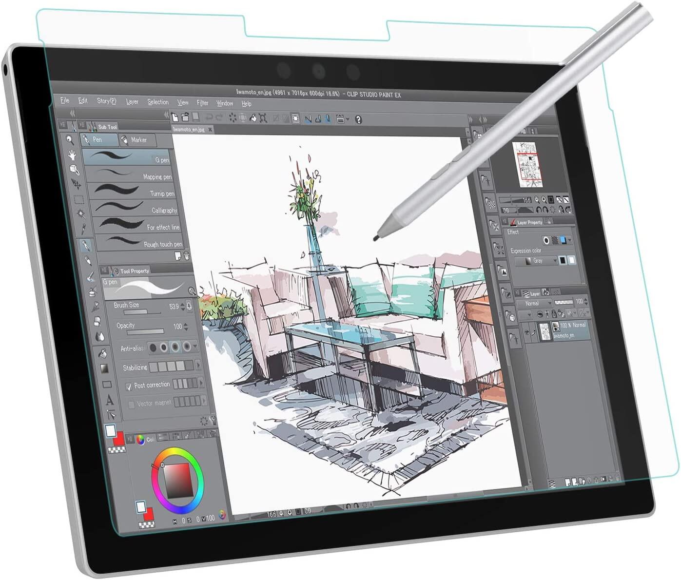 MoKo Matte Screen Protector for Microsoft Surface Pro 7 plus/Pro 7/Pro 6/Pro 5/Pro 4/Pro LTE Tablet, Anti Reflection PET Film, Write Draw and Sketch with Surface Pen Like on Paper