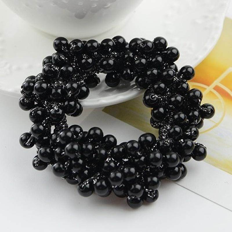FAITOLAGI 1Pcs Women Hair Accessories Pearls Beads Headbands Ponytail Holder Girls Rubber Rope Vintage Elastic Hair Bands
