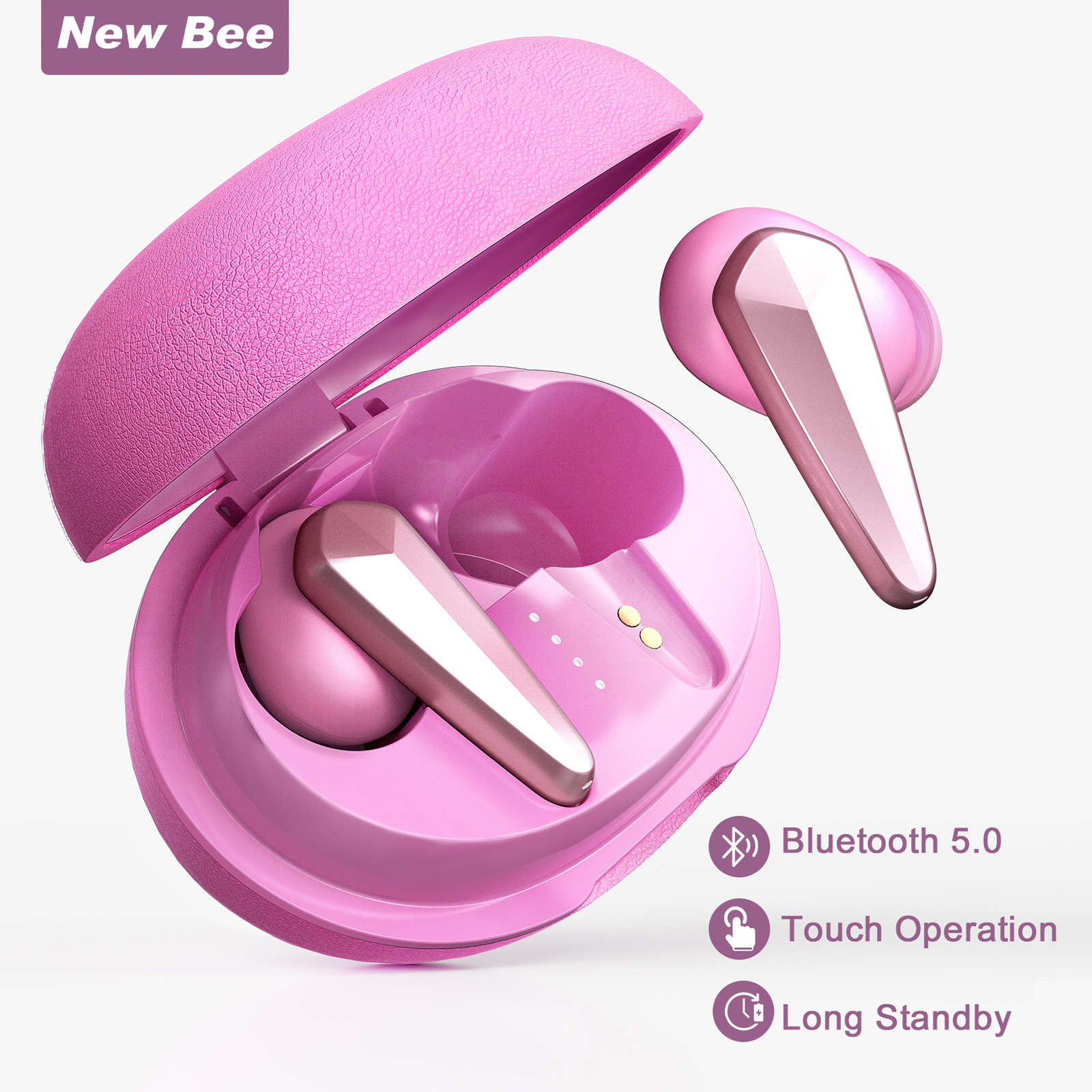 New Bee LC-T03 TWS Earphones Bluetooth 5.0 Wireless Earphones Gaming Earbud Earbuds Wireless Original Wireless Earbuds in-Ear Mini Wireless Bluetooth Headphones for Samsung S20 Huawei Xiaomi Earbuds