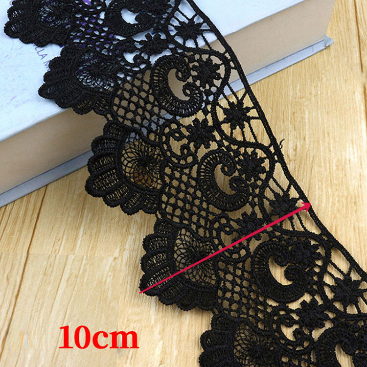 1Meter White Black Embroidery Lace Ribbon Sewing Dress Decor Skirt Clothes Wedding Trim Fabric