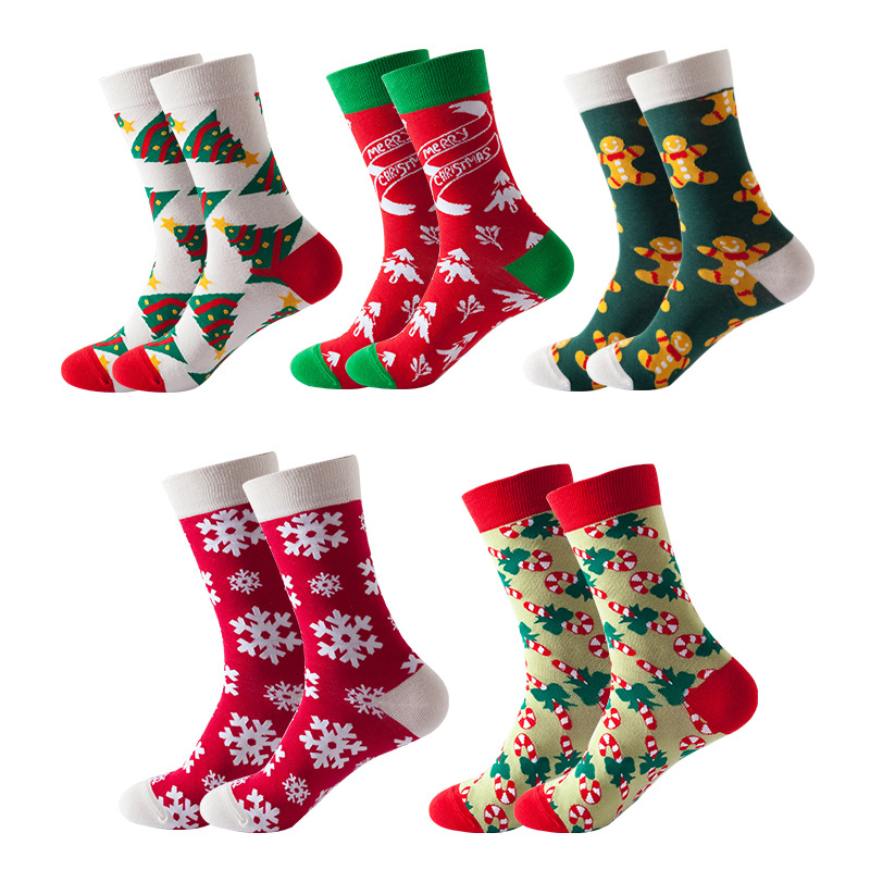 (SG Seller)5 Pairs Long Socks Fashion Socks Unisex Socks Christmas Socks Women Men Socks Christmas Socks Hip Hop Streetwear Christmas Gift