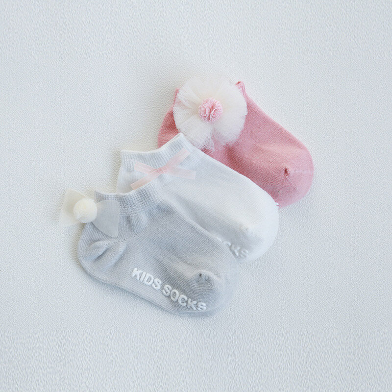 3 Pairs/Lot Newborn Baby Socks Lace Flower Wings Socks Anti Slip Floor Socks
