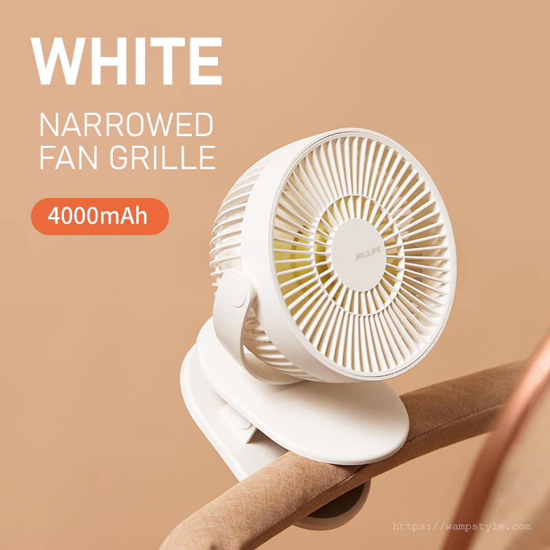 Portable Baby Friendly Stroller Clip Fan 4000mAh Battery Operated USB Rechargeable Mini Desk Table Clamp Fans Personal Cooling Breeze for Car Seat Crib Bike Treadmill Rotatable with 4 Speeds