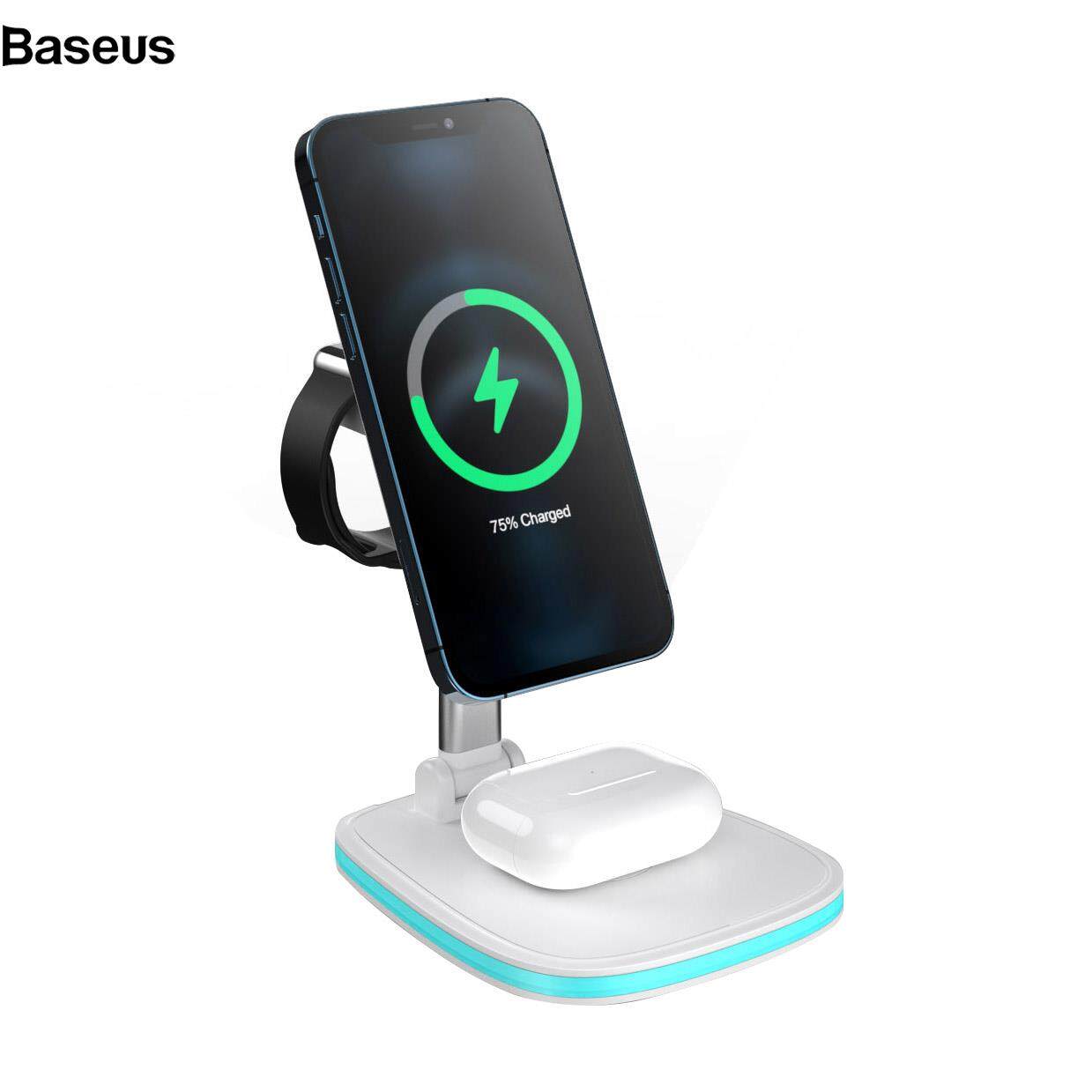 Baseus LFX-171 3 in 1 Foldable Wireless Charger Stand Fast Charging Dock Station for iPhone 12 Series/AirPods/Apple Watch