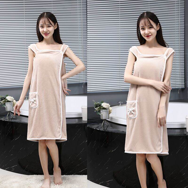 Women's Bath Towel Can Be Worn and Wrapped Summer Household Non-Pure Cotton Absorbent Quick-Drying No Lint Internet Celebrity Bath Skirt Cute Tube Top Bathrobe