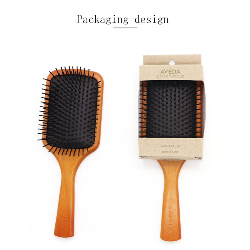 Peach Wooden Hair Brush Scalp Hairbrush Combs Women Tangle Hairdressing