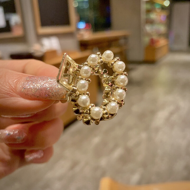 1Pcs Small Hair Clip Pearl Crystal Hairpin Mini Temperament Top Clip Hair Accessory